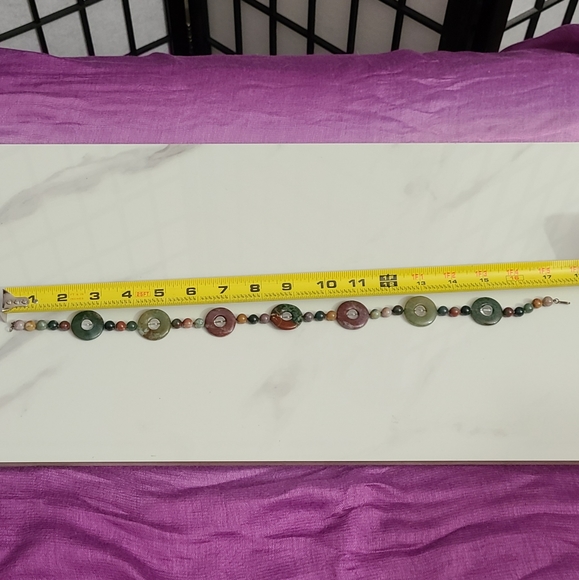 Natural Multi-colored Jasper Bead and Doughnut Circle Necklace. - Picture 5 of 11